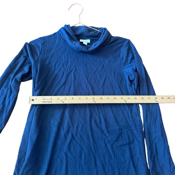 Pure jill Luxe Tencel Cowl Neck Jersey Dress Blue Long Sleeve Pockets size XS - Picture 6 of 6